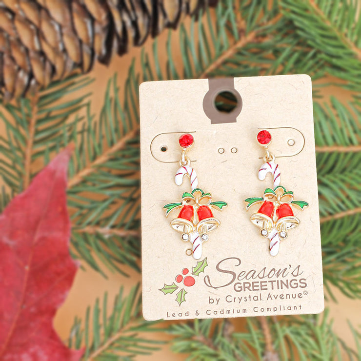 Jingle All the Way with Candy Cane and Bell Earrings