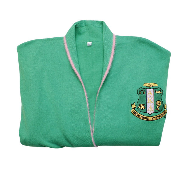 AKA Sorority 4XL Green Long Duster Cardigan