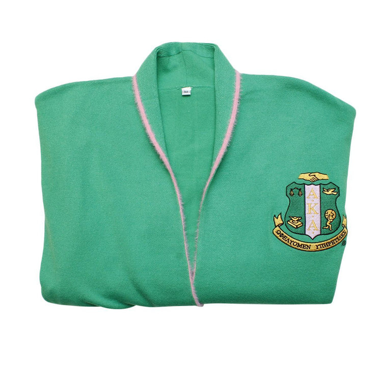 AKA Sorority Large Green Long Duster Cardigan