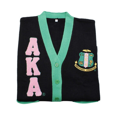 AKA Sorority XL Black Letterman Sweater Cardigan