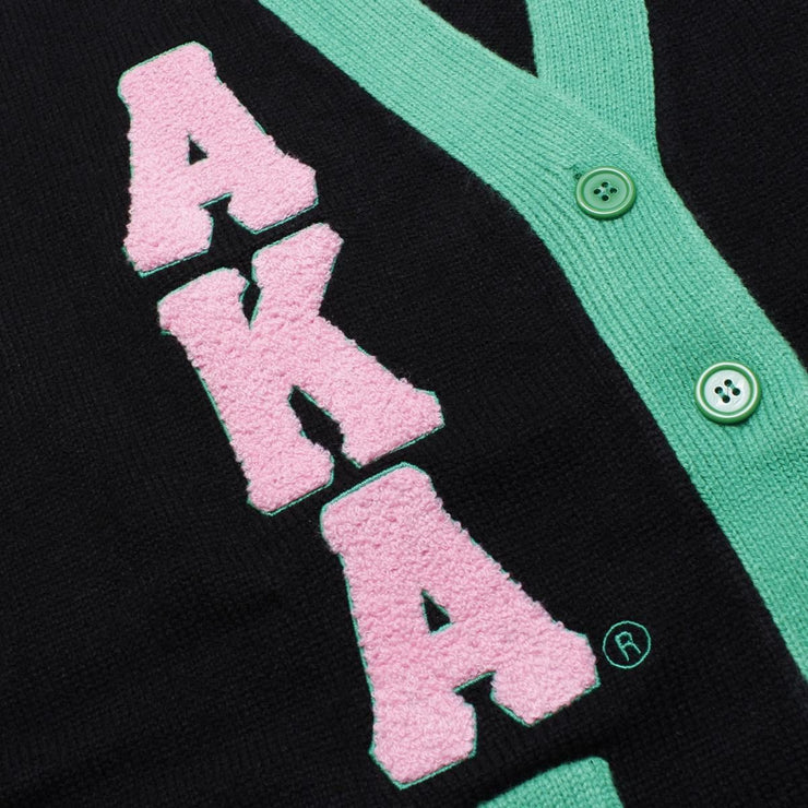 AKA Sorority XL Black Letterman Sweater Cardigan