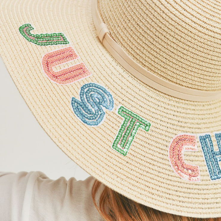 JUST CHILL OUT Beige Floppy Hat