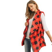 Red Buffalo Plaid Faux Fur Vest