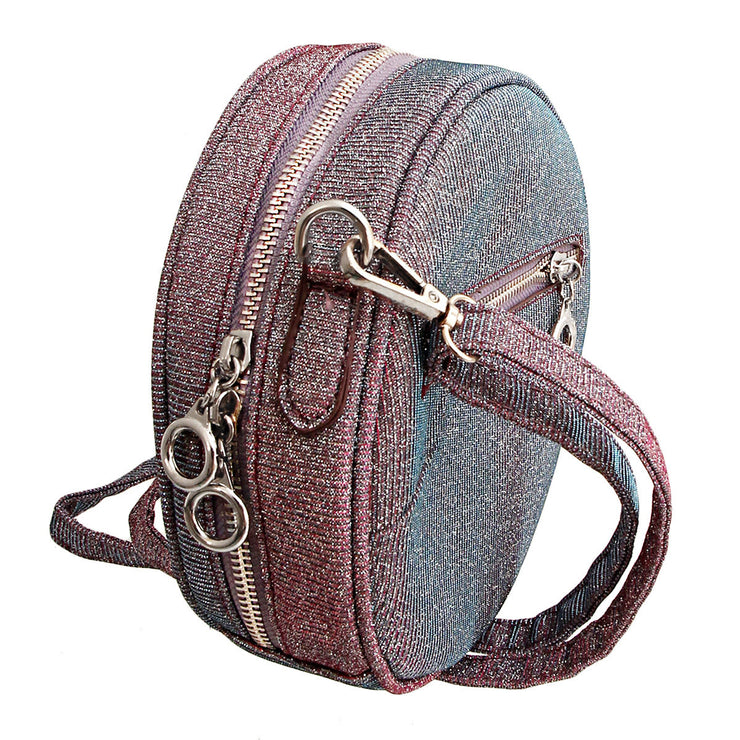 Purple Metallic Glitter Circle Crossbody