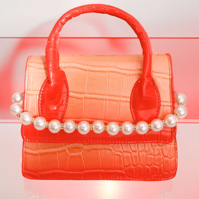 Zuri's Red Croc Flap Satchel Handbag