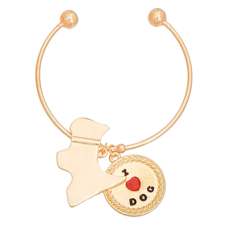 Pawsitively Charming: Gold Dog Charm Bangle