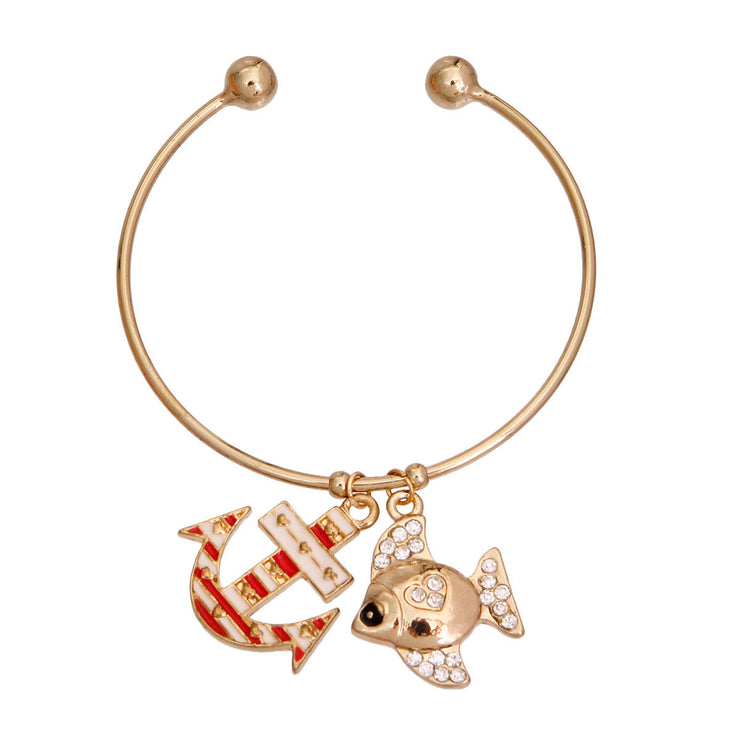 Burnished Gold Fish Charm Bracelet