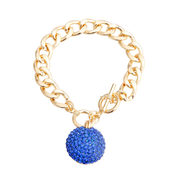 Blue Pave Ball Toggle Bracelet