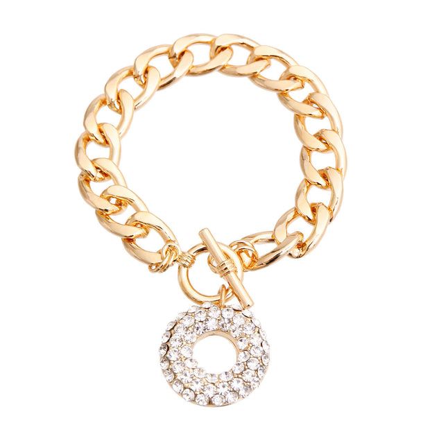 Gold Donut Charm Toggle Bracelet