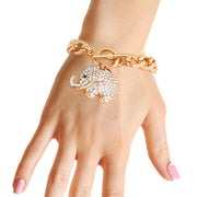 Gold Rhinestone Elephant Bracelet