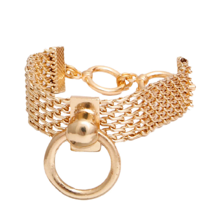 Gold Mesh Toggle Knocker Bracelet