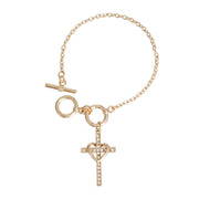 Gold Heart Cross Bracelet