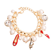 Gold Red Luxury Shoe Charm Bracelet