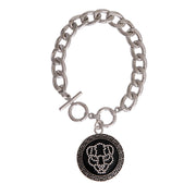 Silver Tiger Greek Medallion Bracelet