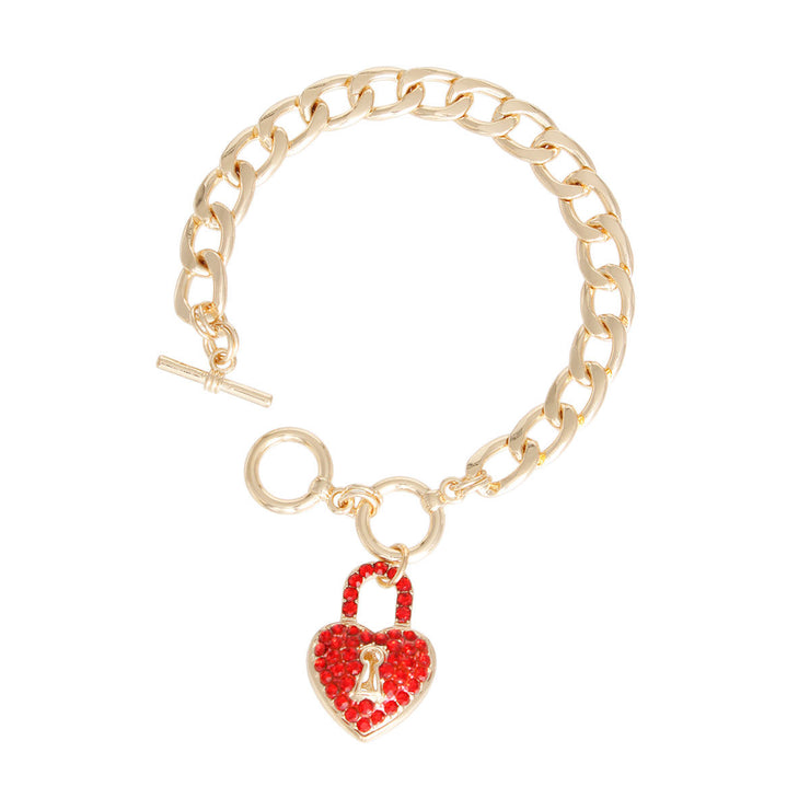 Red Locked Heart Bracelet