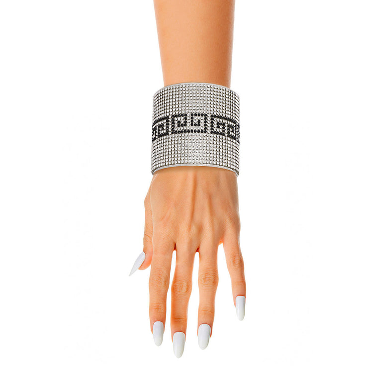 Greek Key Glamour Cuff - Silver Stripe