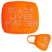 Neon Orange Rhinestone BLACK LIVES MATTER Mask