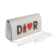 Designer Lipstick Silver Flap Clutch