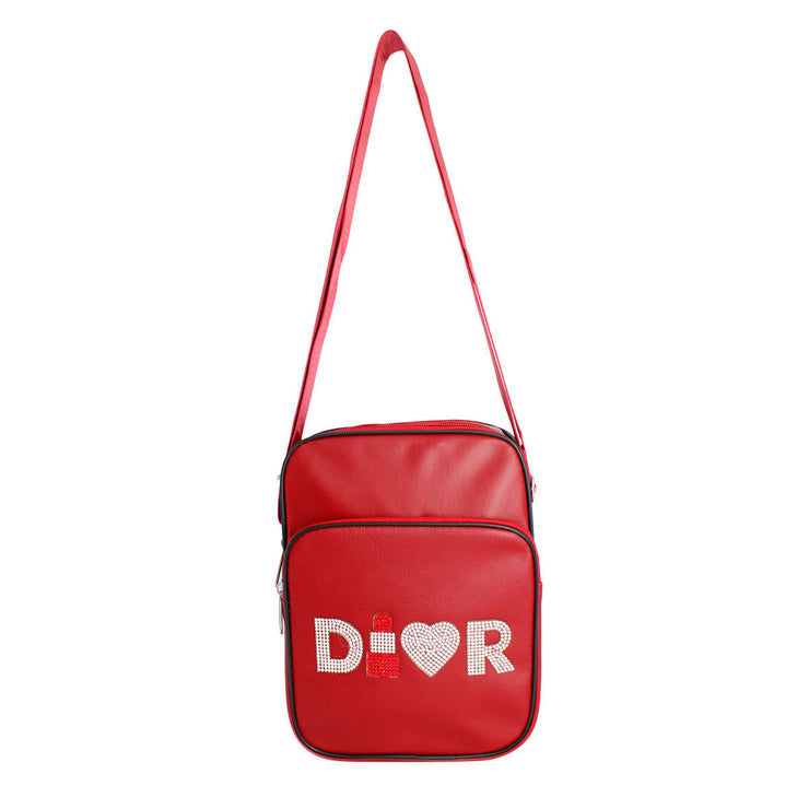 Red Designer D Crossbody