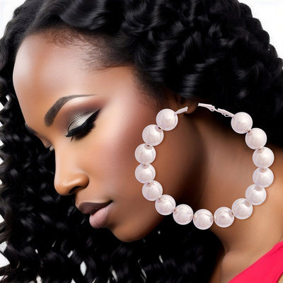 Hoops White Pearl Silver Earrings for Women