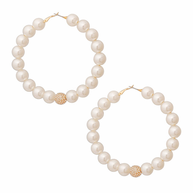 Amina’s Gleam: 3.25" Earrings of Pearls and Golden Grace