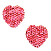 Pink Stone Gold Heart Studs