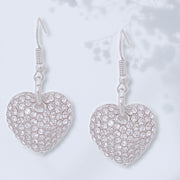 Silver Rhinestone Heart Fish Hooks