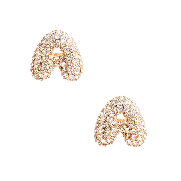 A Initial Rhinestone Studs