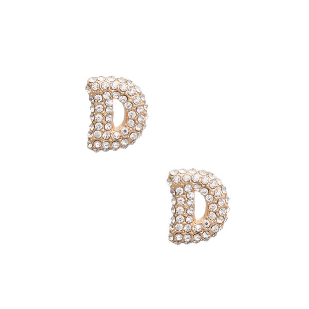 D Initial Rhinestone Studs