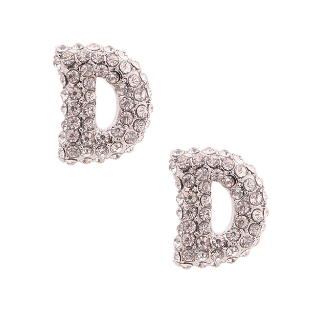 D Rhinestone Silver Studs