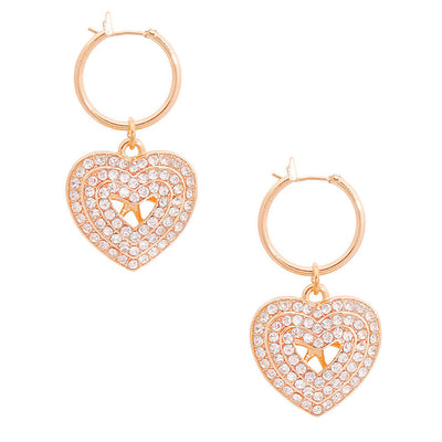 Gold Concentric Heart Hoops