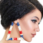 Red White Blue Trapezoid Bamboo Hoops