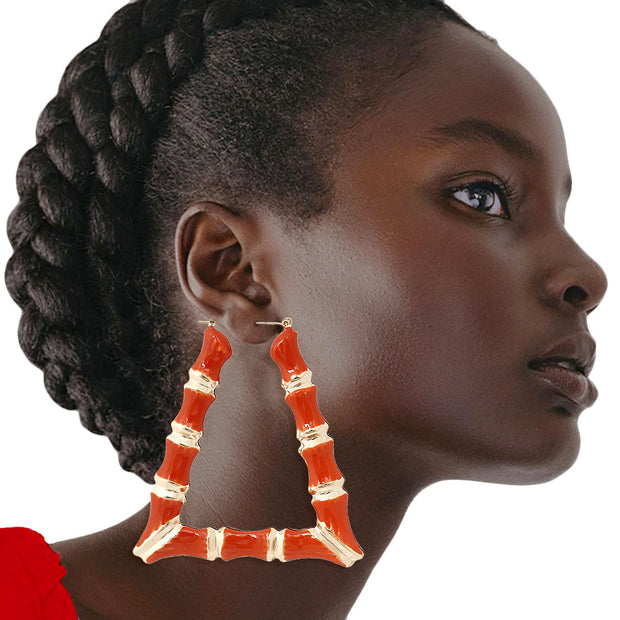 Orange Trapozoid Bamboo Hoops