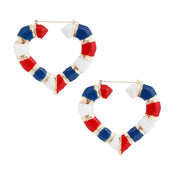 Red White Blue Heart Bamboo Hoops