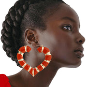 Orange Heart Bamboo Hoops