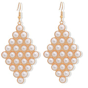 Cream Pearl Stud Diamond Earrings