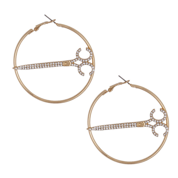 Gold Stone Scissor Hoops