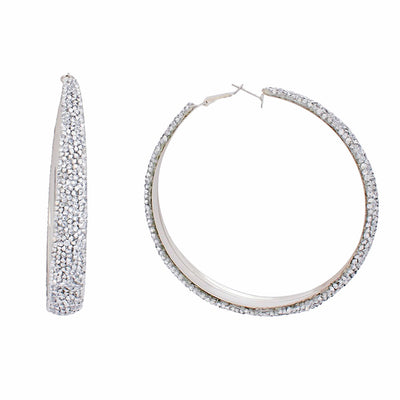 Hoops Silver Crusted Silver Earrings for Women