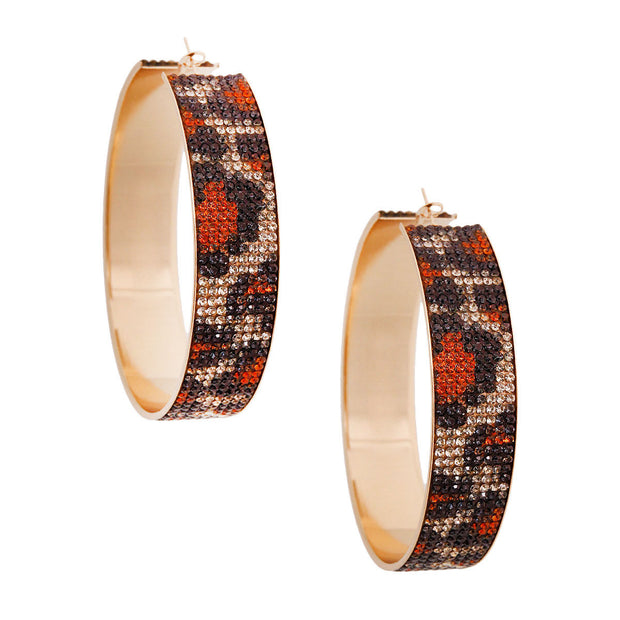 Leopard Wide Metal Hoops