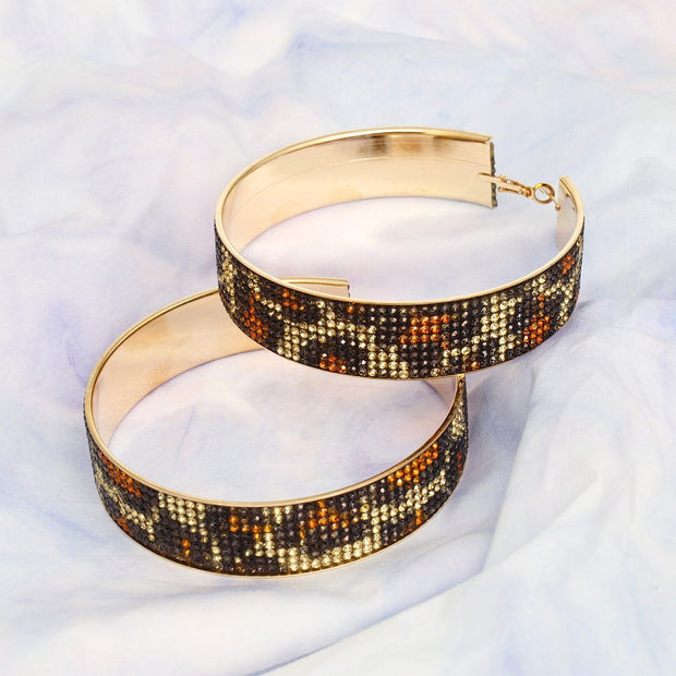 Leopard Wide Metal Hoops