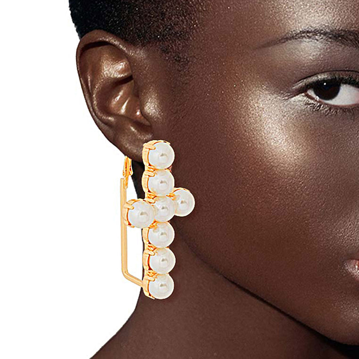 Cream Divine Fusion Cross Hoop Earrings –Bold Meets Timeless Beauty