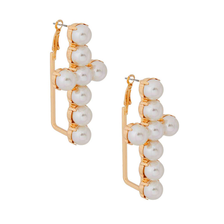 Cream Divine Fusion Cross Hoop Earrings –Bold Meets Timeless Beauty