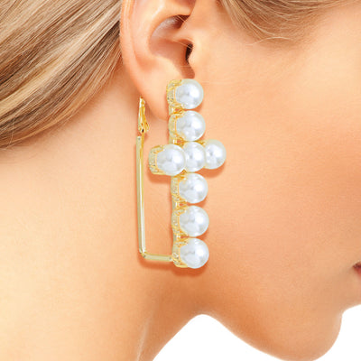 Cream Divine Fusion Cross Hoop Earrings –Bold Meets Timeless Beauty