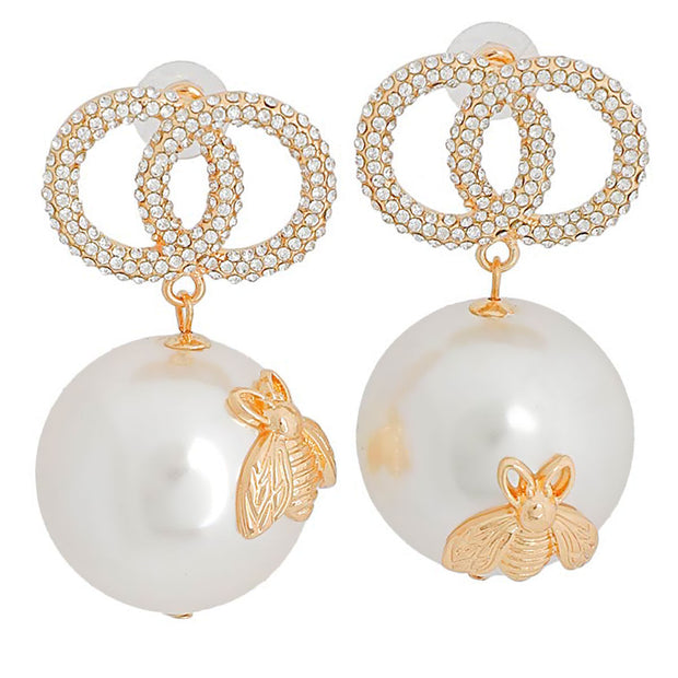 Eternal Elegance Bee Drop Jumbo Pearl Earrings