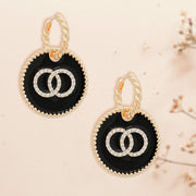 Black Infinity Charm Twisted Gold Hoops