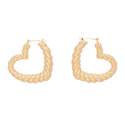 Hoops Twisted Gold Metal Heart Earrings for Women