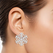 Stud Radiating Snowflake Silver Earrings for Women