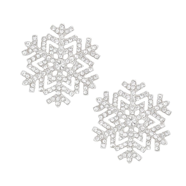 Stud Radiating Snowflake Silver Earrings for Women