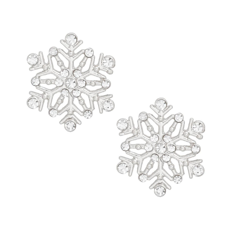 Stud Stellar Snowflake Silver Earrings for Women