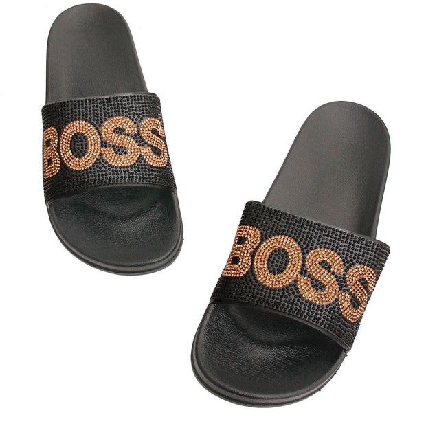 Size 12 BOSS Black Slides